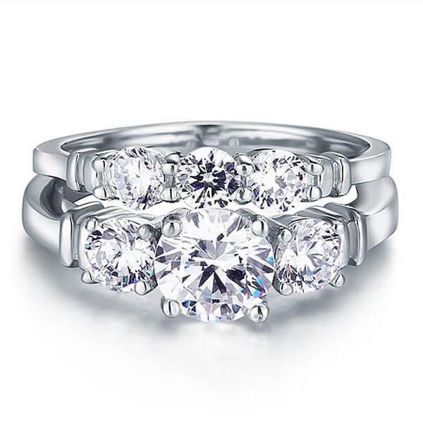 Italo Three Stone Wrap Design Created White Sapphire Bridal Set